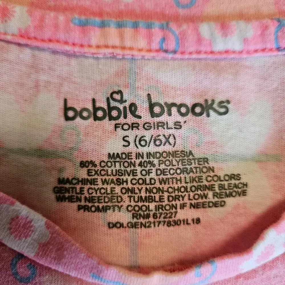 Bobbie Brooks Girls Dress Size S 6/6X Pink With Butterflies And Flowers LNC